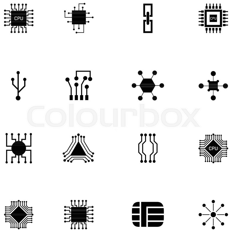 800x800 Microchip Icon Set Stock Vector Colourbox
