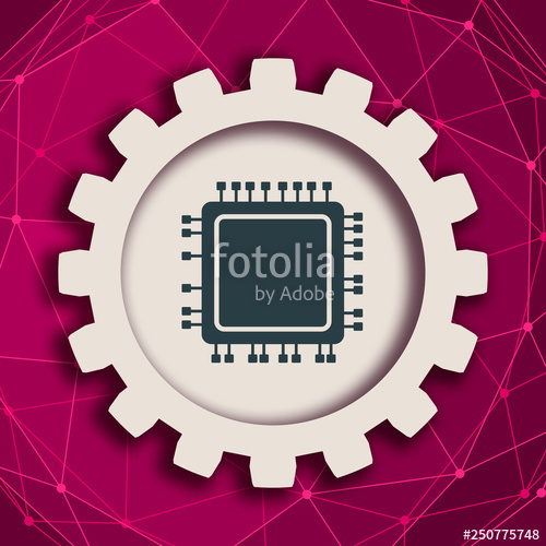 500x500 Cpu Microprocessor Flat Style Icon Molecule And Communication