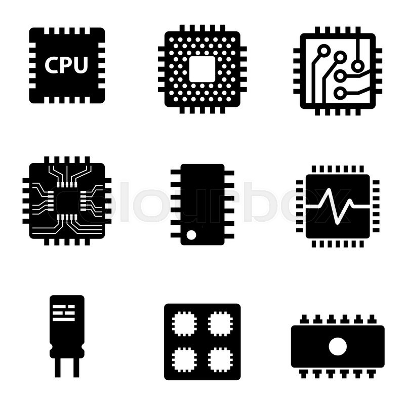 800x800 Vector Black Cpu Microprocessor And Stock Vector Colourbox