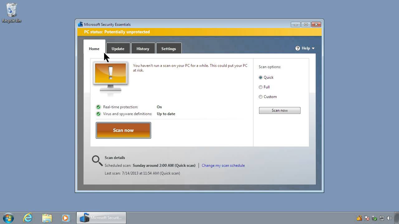 1280x720 Yellow Microsoft Security Essentials Icon Scan