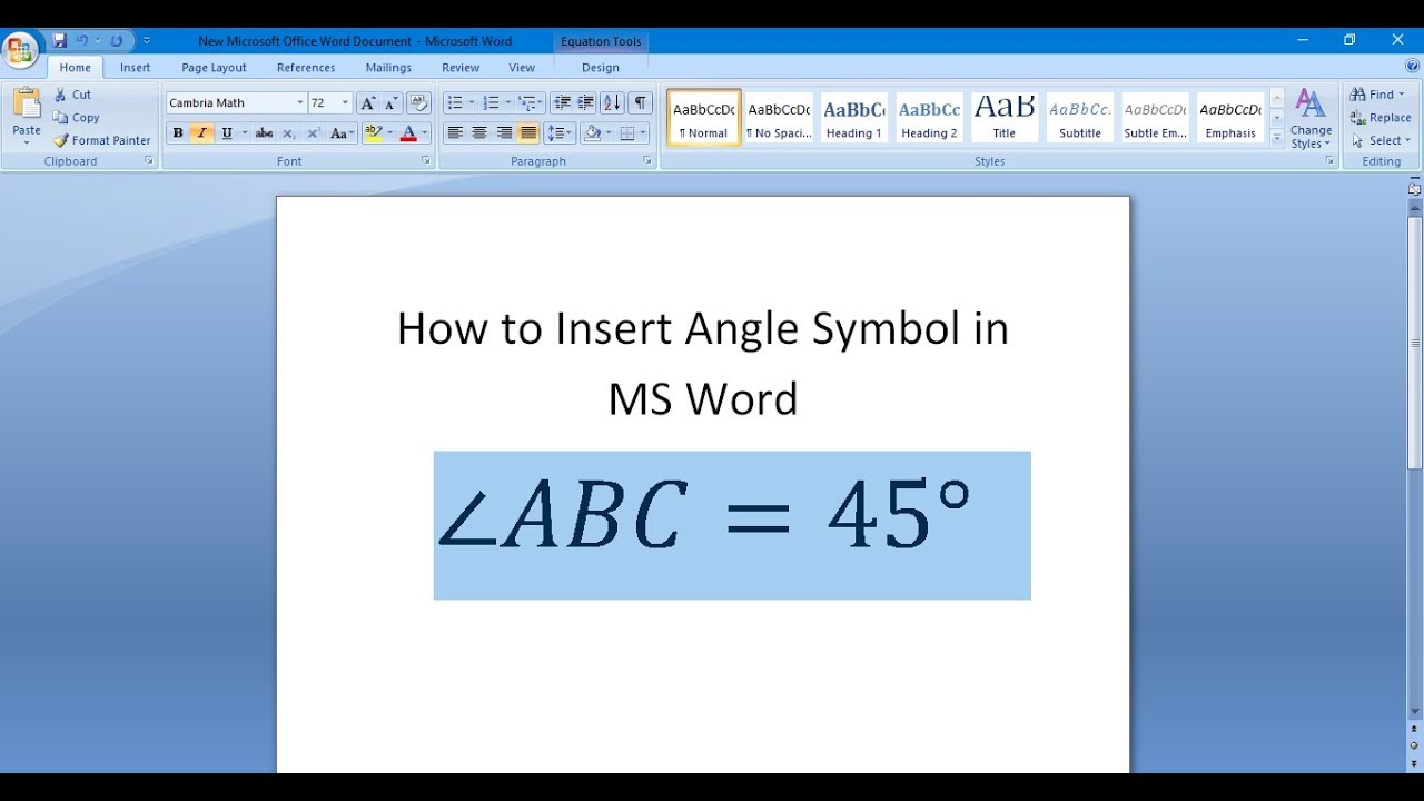 1280x720 How To Insert Angle Symbol