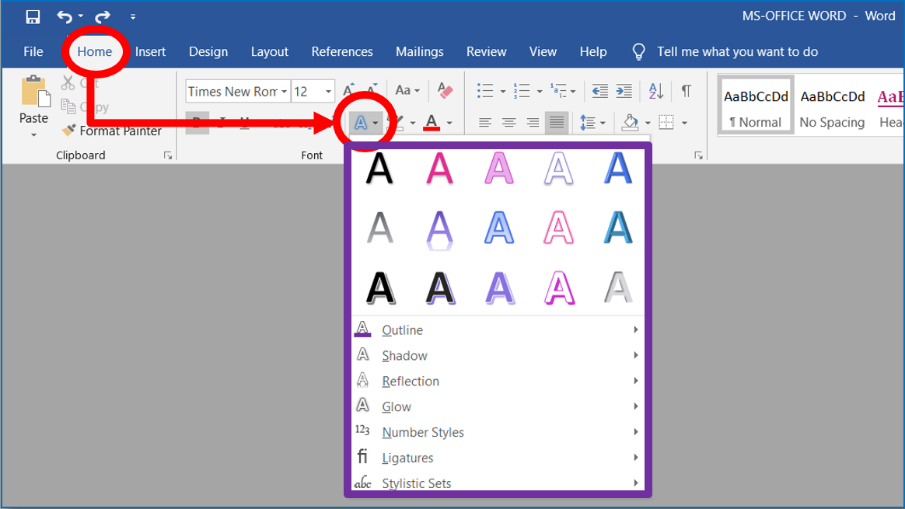 905x509 Text Effects And Typography In Ms Word Digiruns