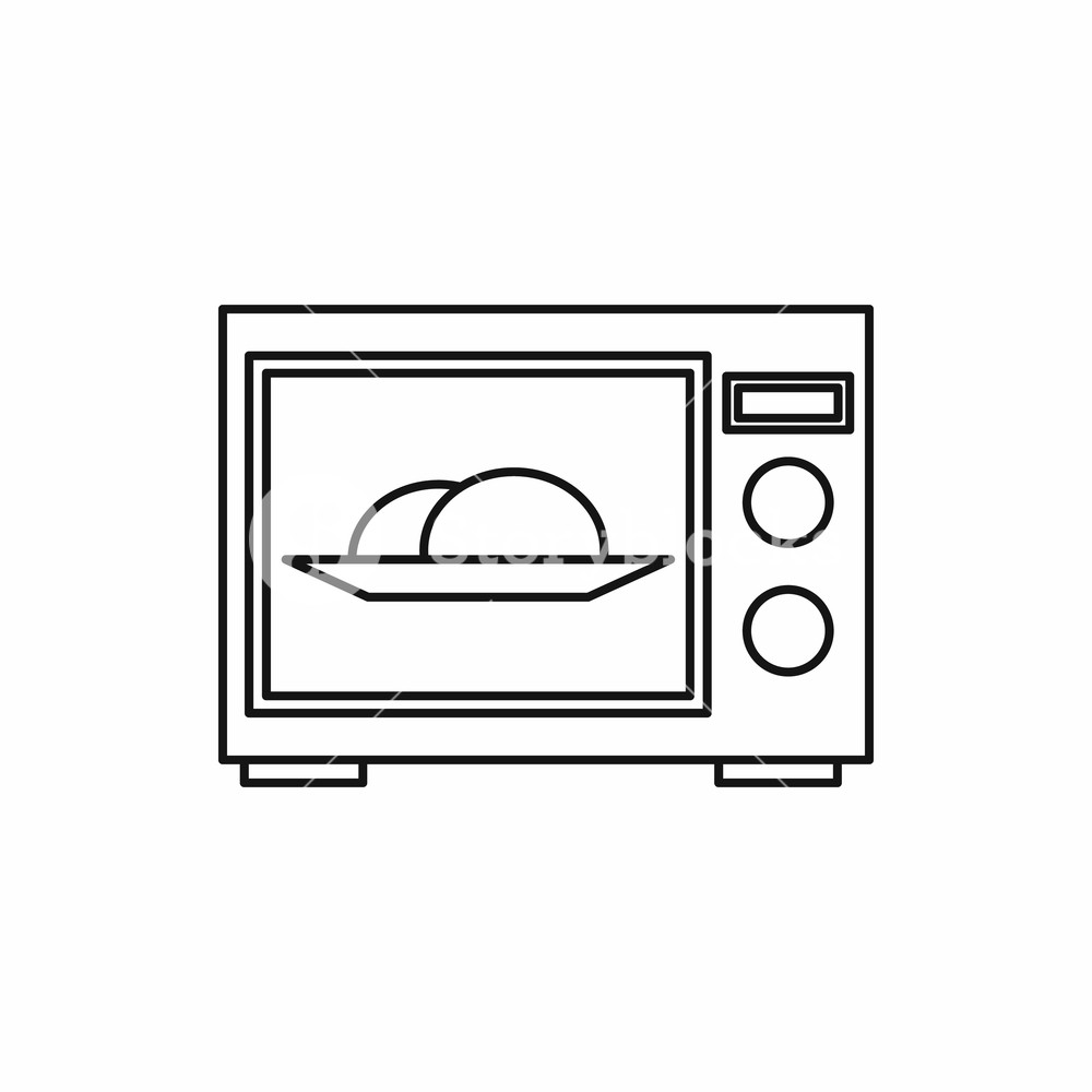 1000x1000 Microwave Oven Icon In Outline Style Isolated On White Background