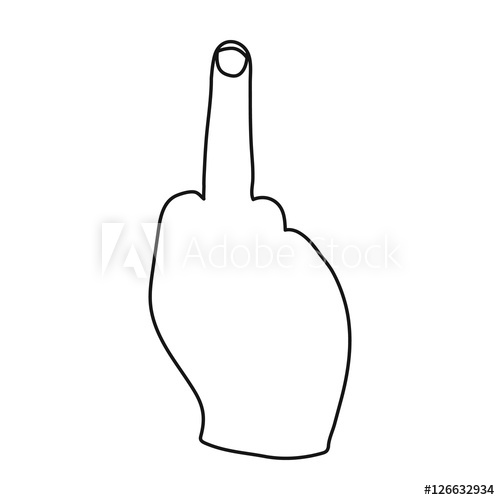 500x500 Middle Finger Icon In Outline Style Isolated On White Background