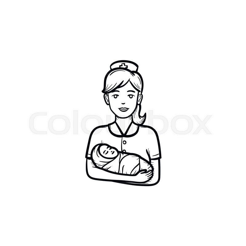 800x800 A Midwife Holding Wraped Child Hand Stock Vector Colourbox