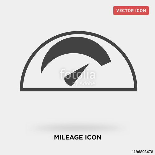 500x500 Mileage Icon On Grey Background, In Black Stock Image And Royalty