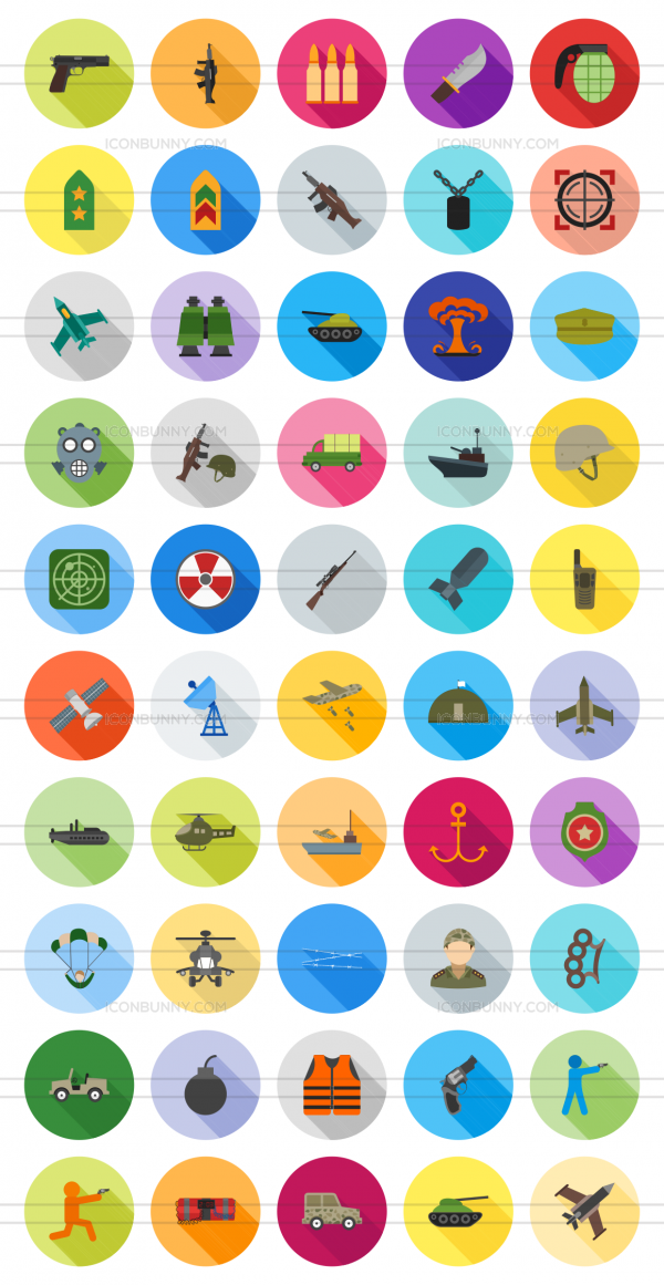 600x1161 Military Flat Shadowed Icons
