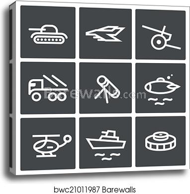 382x390 Military Icon Collection, Canvas Print Barewalls Posters