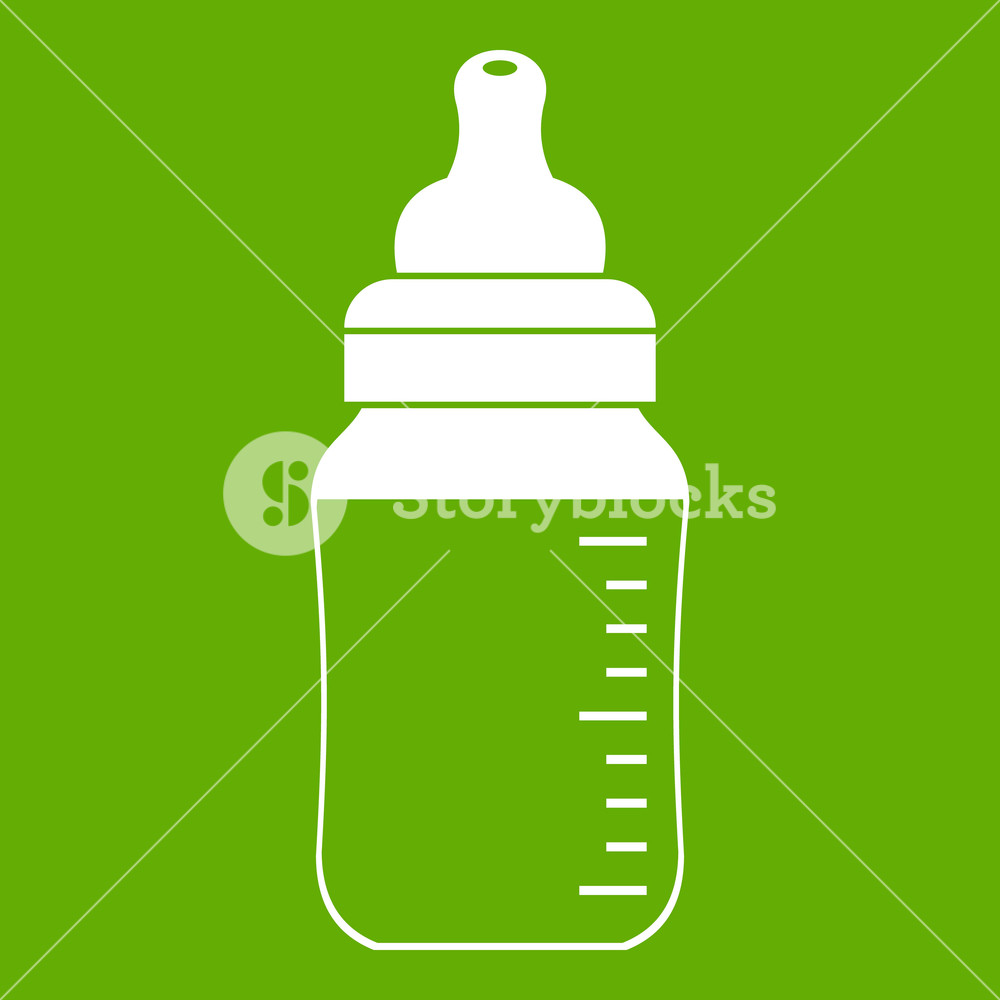 1000x1000 Baby Milk Bottle Icon White Isolated On Green Background