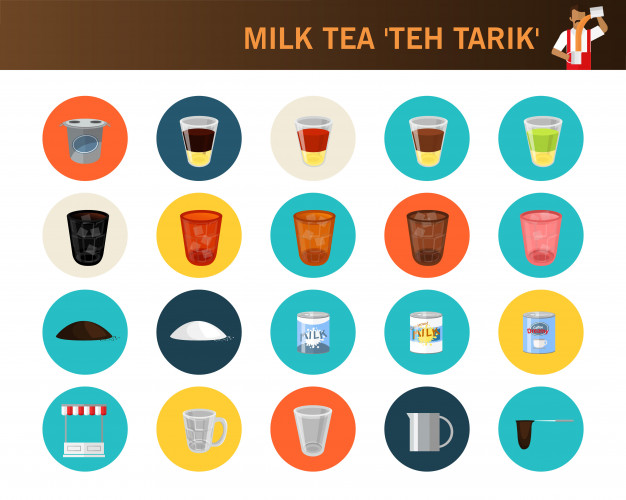 626x500 Milk Tea Teh Tarik Concept Flat Icons Vector Premium Download