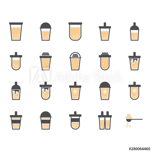 500x500 Bubble Milk Tea In Glyph Icon Set Vector Illustration