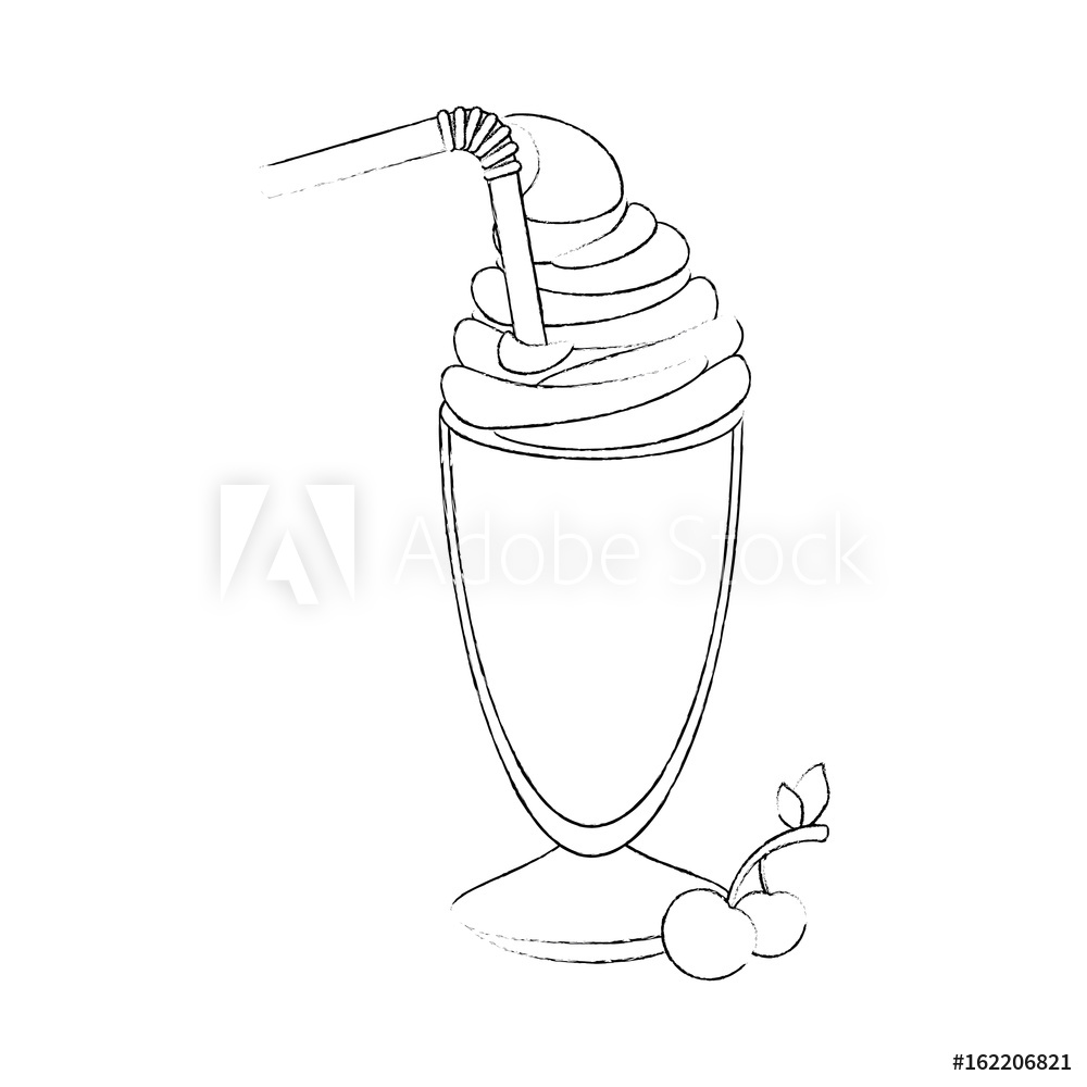 1000x1000 Photo Art Print Cherry Milkshake Icon Over White Background