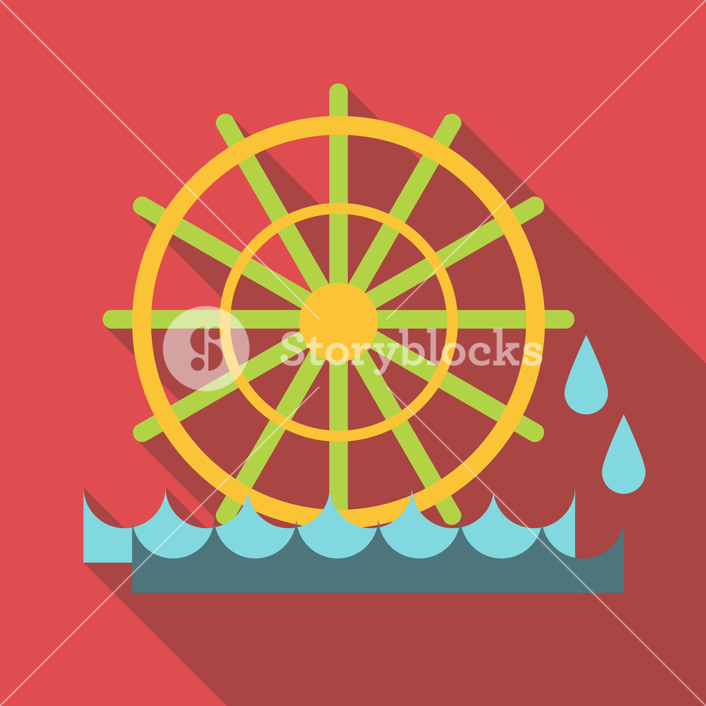 1000x1000 Water Mill Icon Flat Illustration Of Water Mill Icon For Web