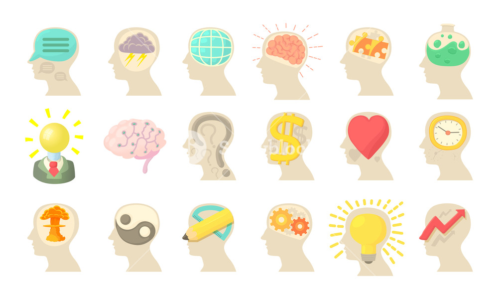 1000x600 Human Mind Icon Set Cartoon Set Of Human Mind Vector Icons