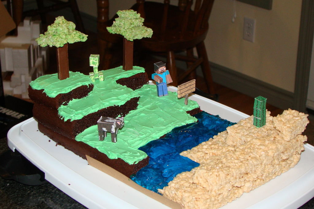 1024x683 Minecraft Birthday Cake