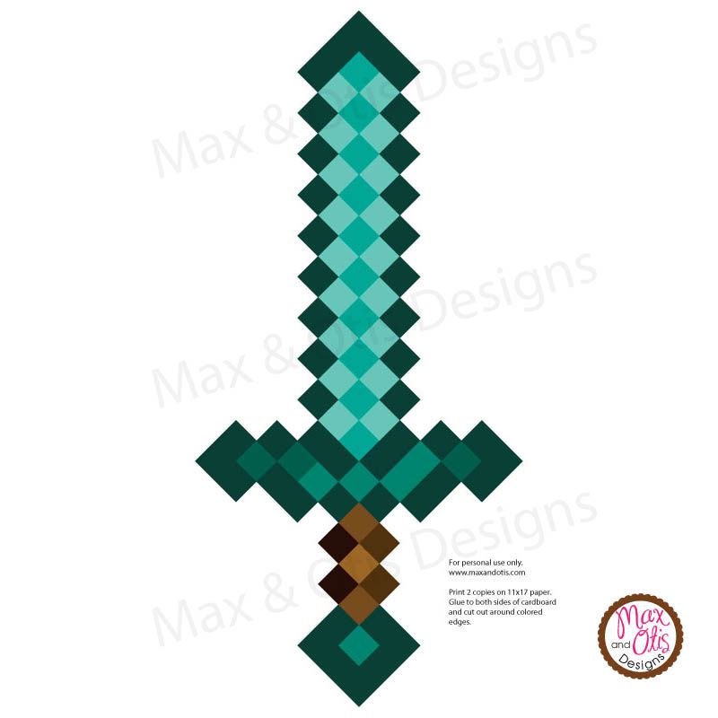 800x800 Minecraft Diamond Sword Printable Pdf Minecraft Party