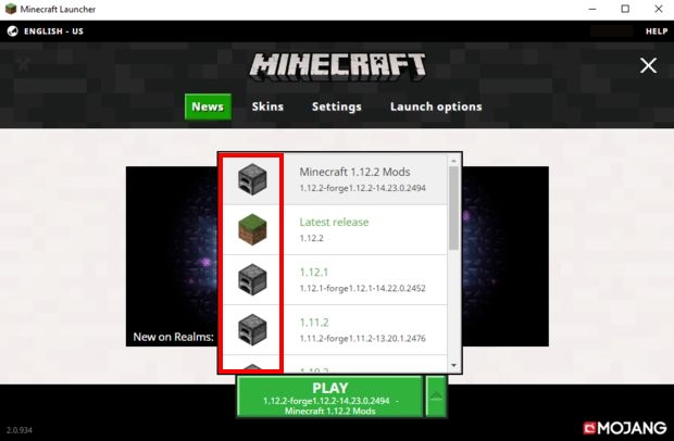 creeper icon on minecraft java launcher