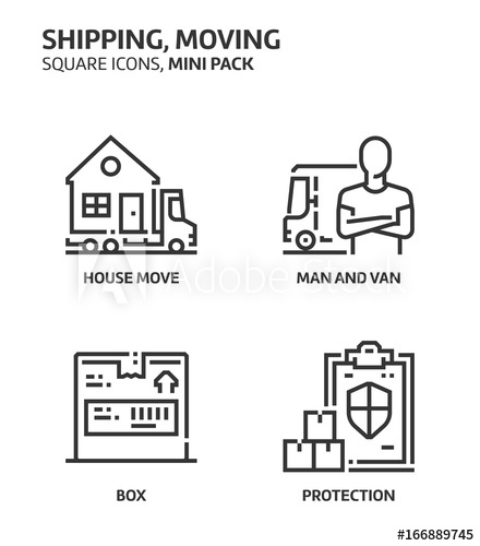 440x500 Movine, Shipping, Square Mini Icon Set