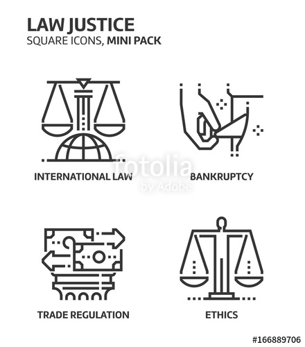 440x500 Law And Justice, Square Mini Icon Set Stock Image And Royalty