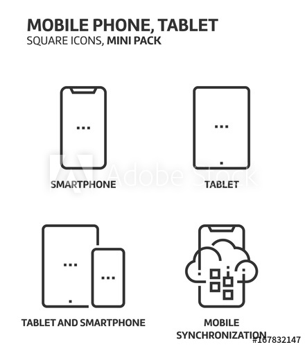 Mobile Phone, Tablet, Square Mini Icon Set 440x500 Mobile Phone, Tablet, Square Mini Icon Set