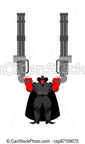 277x470 Devil Evil Cowboy And Minigun Wild West Demon Gunfighter Angry