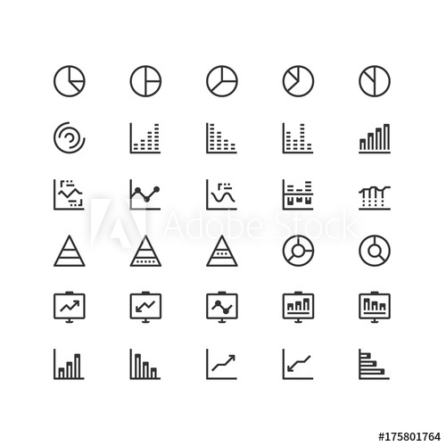500x500 Minimal Icon Set Of Graph And Chart Vector Line Icons Collection