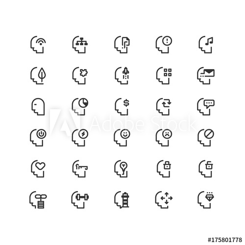500x500 Minimal Icon Set Of Human Mind Vector Line Icons Collection Good