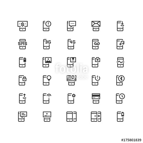 500x500 Minimal Icon Set Of Smartphone Vector Line Icons Collection Good