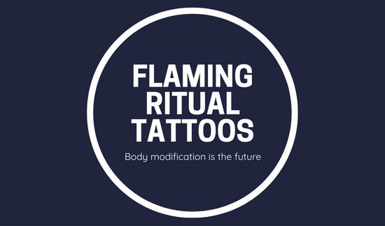 550x324 Dark Blue Minimalist Icon Tattoo Artist Business Card