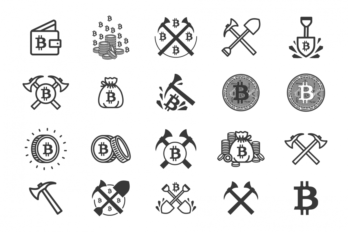 1200x800 Set Of Bitcoin Mining Icons