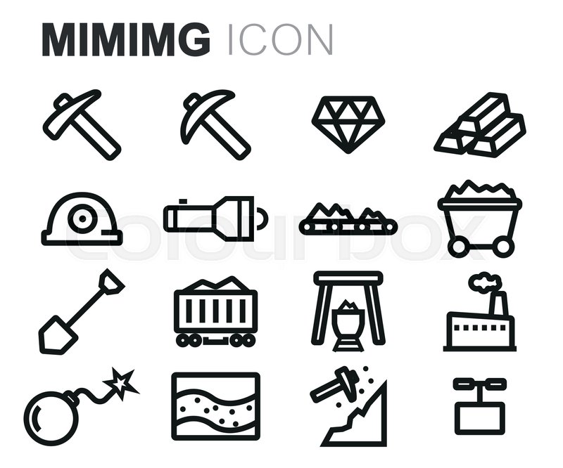 800x666 Vector Black Line Mining Icons Set On Stock Vector Colourbox