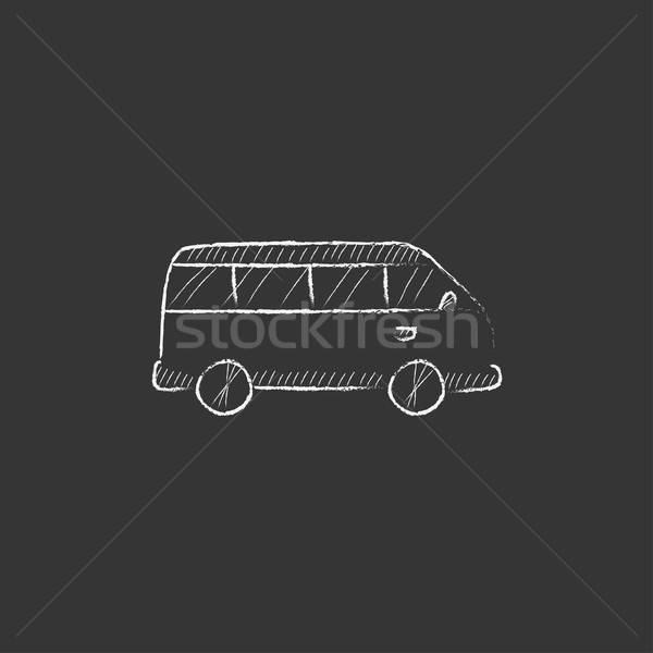 600x600 Minibus Drawn In Chalk Icon Vector Illustration Andrei