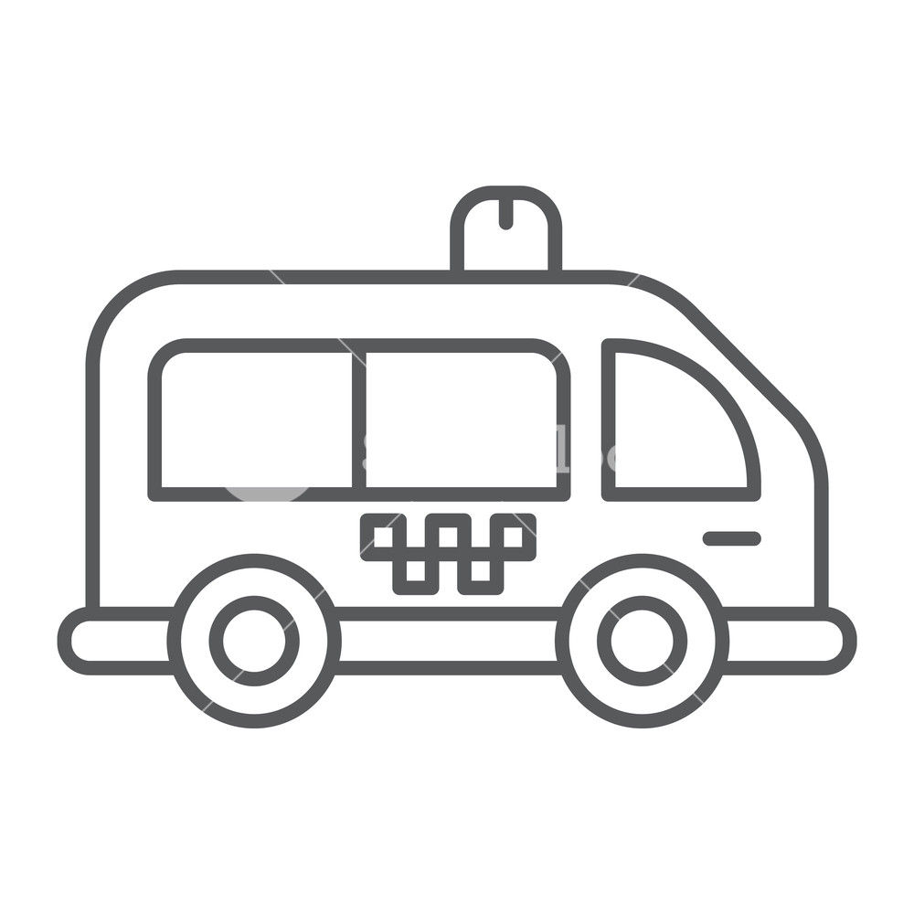 1000x1000 Mini Bus Thin Line Icon, Automobile And Car, Minivan Sign, Vector