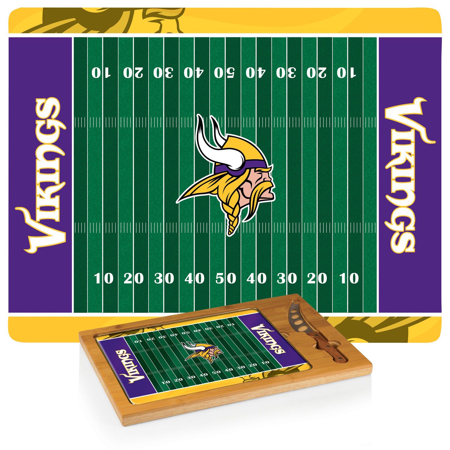 1500x1500 Nfl Minnesota Vikings Icon Cutting Board Tray Knife Set Pier