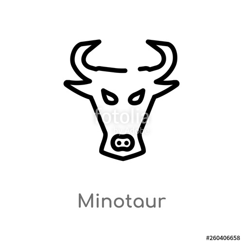 500x500 Outline Minotaur Vector Icon Isolated Black Simple Line Element