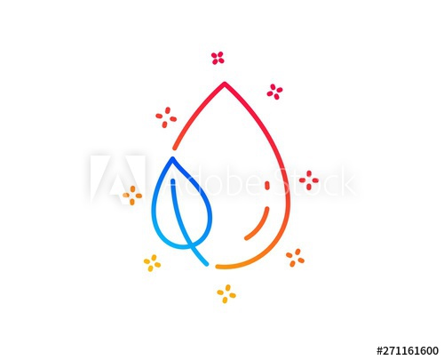 500x405 Mint Leaf With Water Drop Line Icon Nature Plant Dew Sign