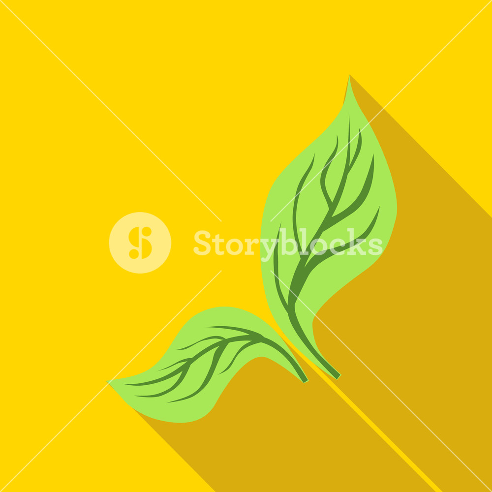 1000x1000 Green Mint Leaves Icon In Flat Style Isolated With Long Shadow