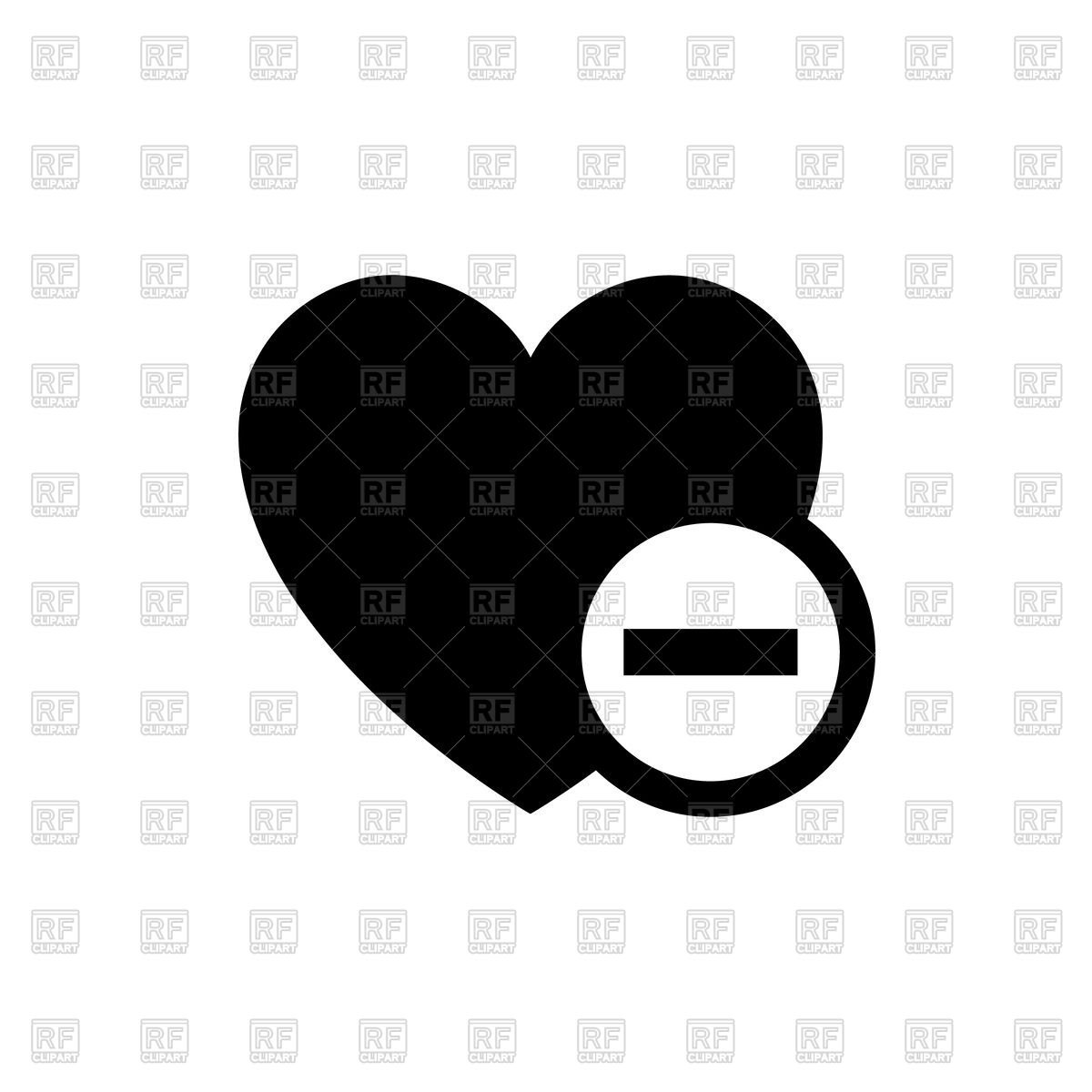 1200x1200 Heart With Minus Icon On White Background