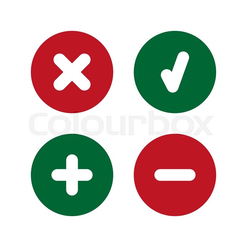800x800 Check Mark, Delete, Plus And Minus Stock Vector Colourbox