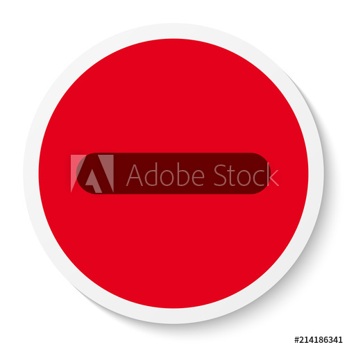 500x500 Flat Round Sticker Minus Sign Icon, Button Negative Symbol