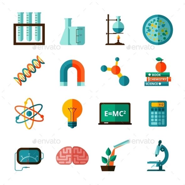 Science Icons Flat Icons Set 590x590 Science Icons Flat Icons Set