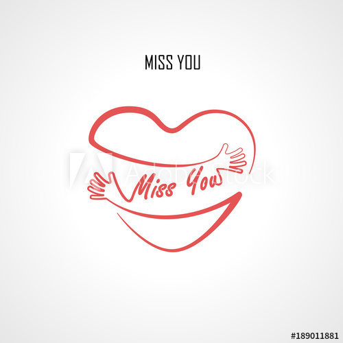 500x500 Miss You Typographical Design Elements And Red Heart Shape