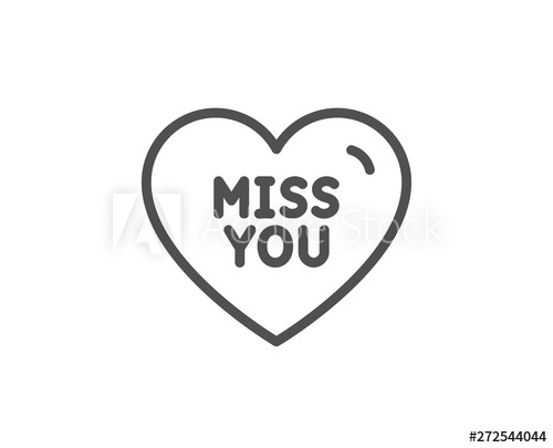 500x405 Miss You Line Icon Sweet Heart Sign Valentine Day Love Symbol