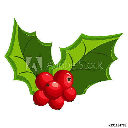 500x500 Christmas Holly Berry Leaves Icons Vector Cartoon Mistletoe Icon