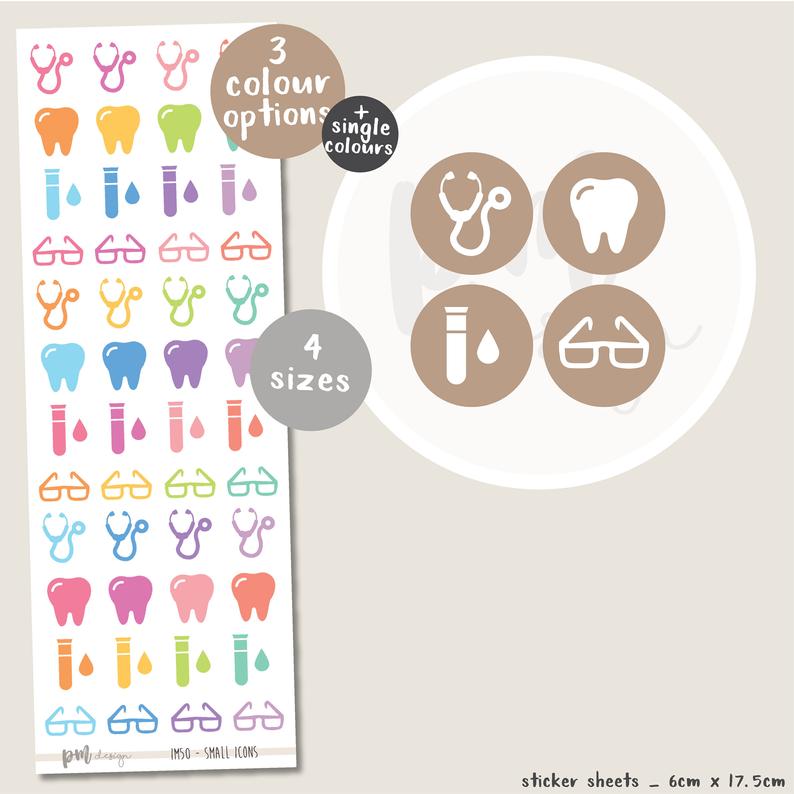 794x794 Health Appointment Mix Icon Stickers Planner Stickers Etsy