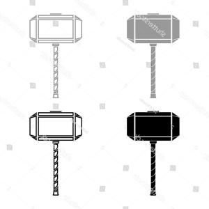 300x300 Mjolnir Thors Hammer Black And White Woodcut Catchsplace