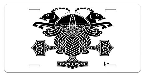 466x248 Lunarable Mjolnir License Plate, Ancient Scandinavian