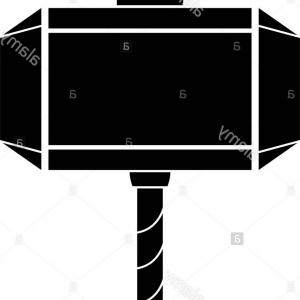300x300 Thor S Hammer Mjolnir Icon Outline Black Color Vector Circle Round