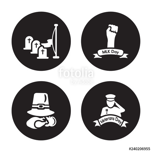 500x500 Vector Icon Set Memorial Day, Thanksgiving Martin Luther King