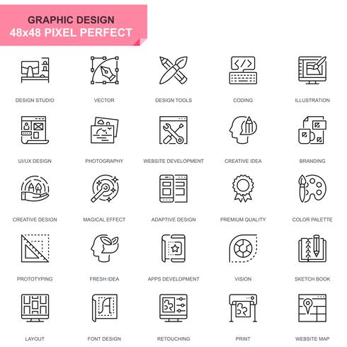 490x490 Simple Set Web And Graphic Design Line Icons For Website